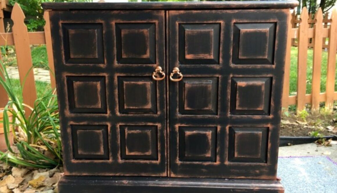Black, Copper, Wine Bar, Painted TV Cabinet, Jackson MI