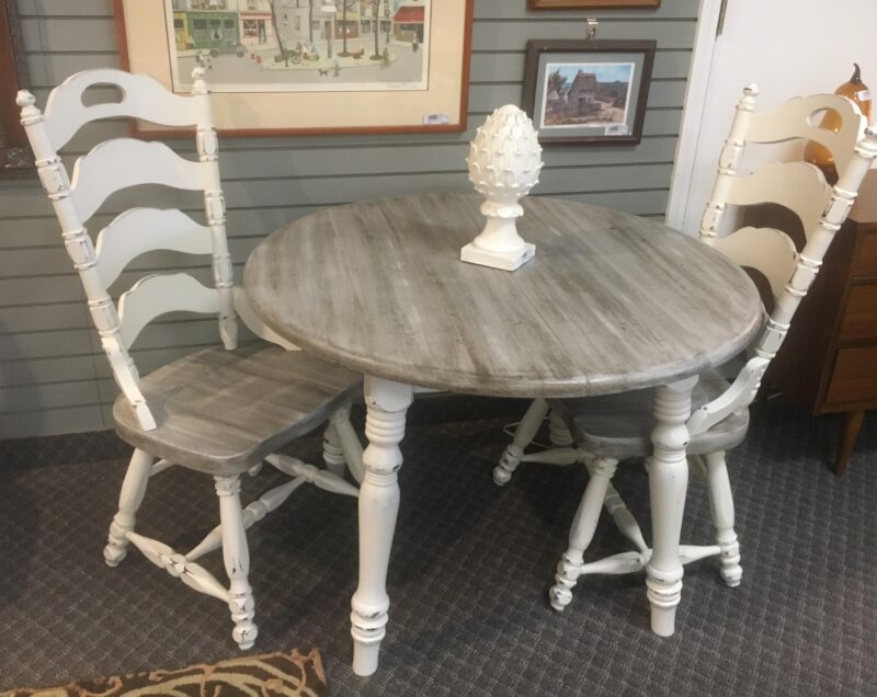 Driftwood Table White Distressed Chairs